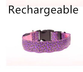 LED Dog Collar Safety Adjustable Nylon Leopard Pet Collar