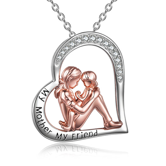 Mother Daughter Necklace 925 Sterling Silver Engraved My Mother My Friend Jewelry Mothers Day Birthday Gifts for Mom from Daughter